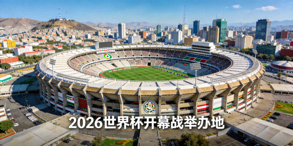 墨西哥城阿兹特克体育场全景，具有标志性的圆形结构，将举办2026世界杯开幕战